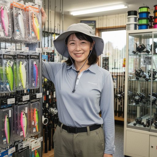 日本の川での釣りを楽しむ男性の姿