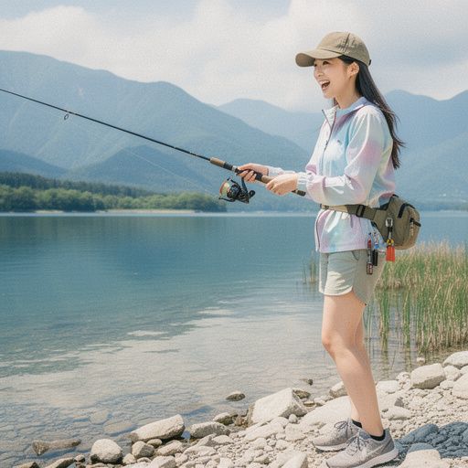 美しい海岸線での釣りの風景